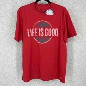 Life is Good Mens Crusher Shirt Get Lost Get Found Size M Red Classic Fit NEW